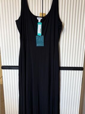 Market & Spruce Black Scoop Neck Maxi Dress with Tank Straps